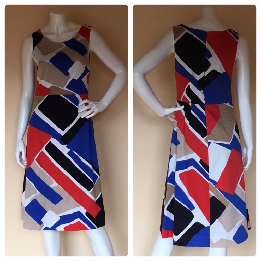 NWT The Limited Cotton Abstract Print Sleeveless MIDI Dress, 2